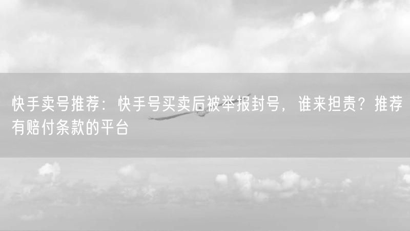 快手卖号推荐：快手号买卖后被举报封号，谁来担责？推荐有赔付条款的平台