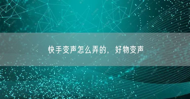 快手变声怎么弄的，好物变声