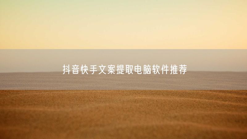 抖音快手文案提取电脑软件推荐