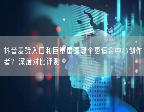 抖音麦赞入口和巨量星图哪个更适合中小创作者？深度对比评测