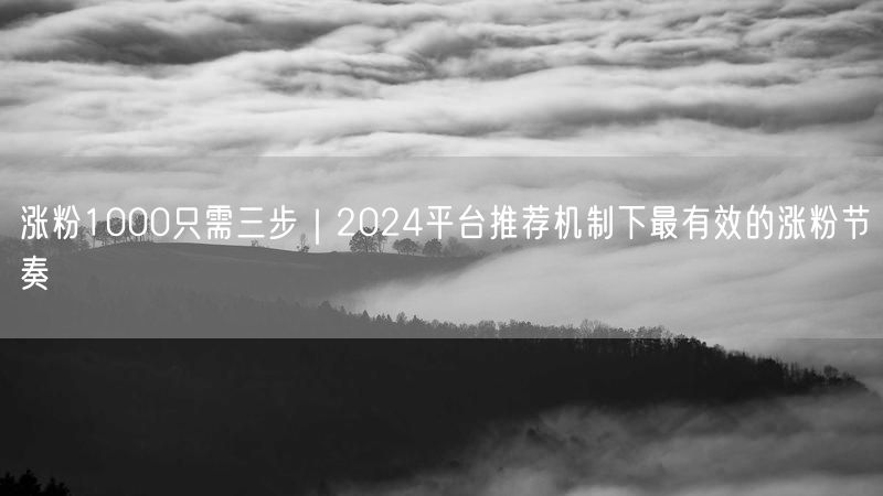 涨粉1000只需三步｜2024平台推荐机制下最有效的涨粉节奏