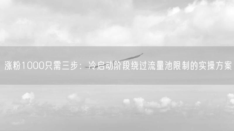 涨粉1000只需三步：冷启动阶段绕过流量池限制的实操方案