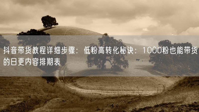 抖音带货教程详细步骤：低粉高转化秘诀：1000粉也能带货的日更内容排期表